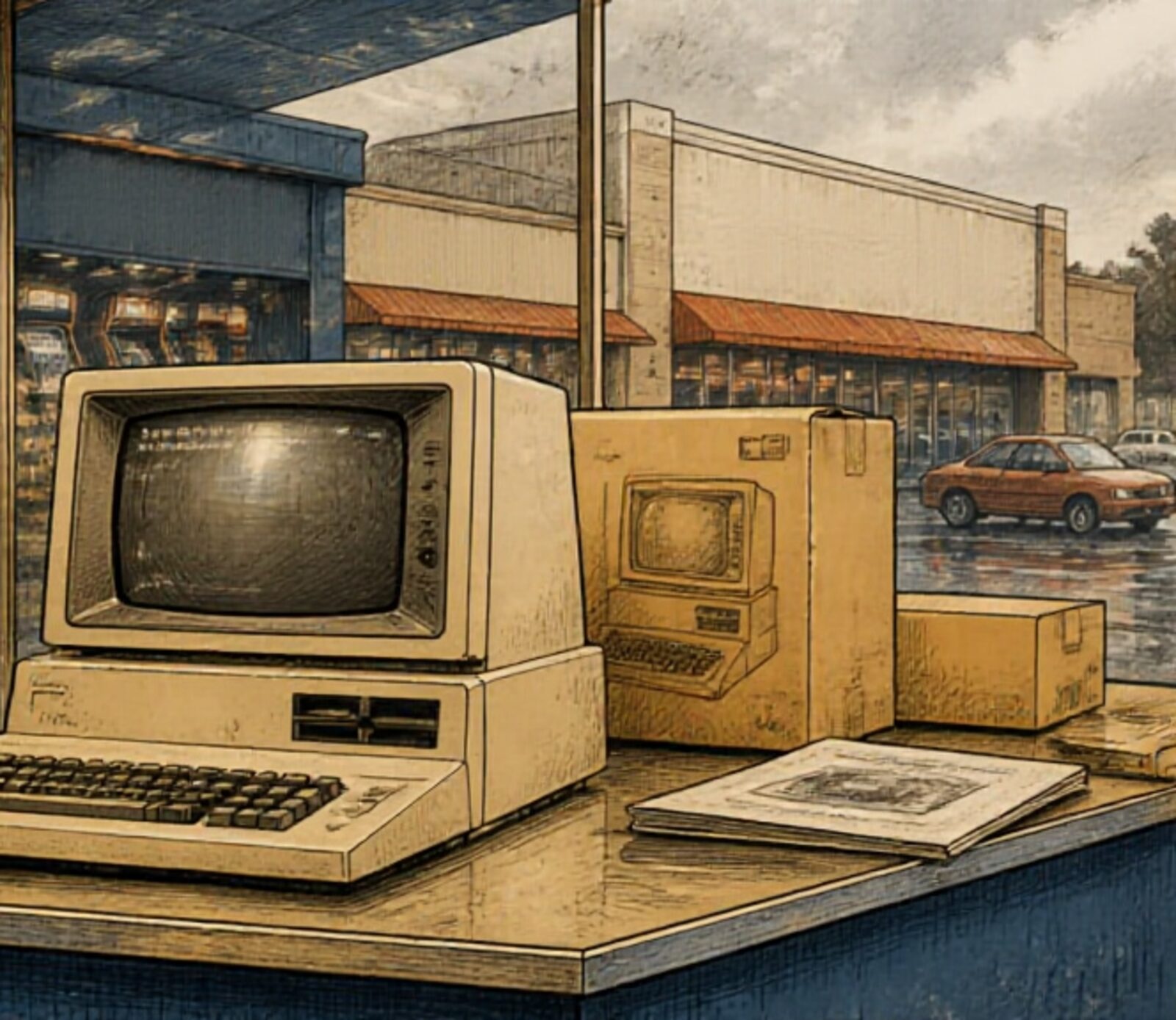 The computer on the counter